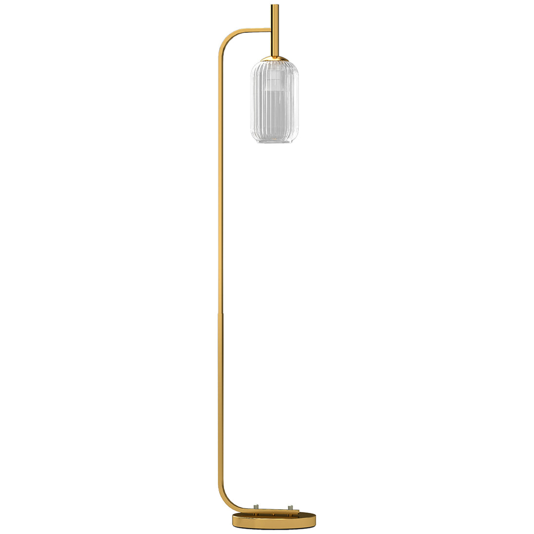 Lampadaire sur pied salon lampe sur pied avec abat-jour en verre texturé interrupteur à pied 29 x 25 x 152 cm métal or Aosom