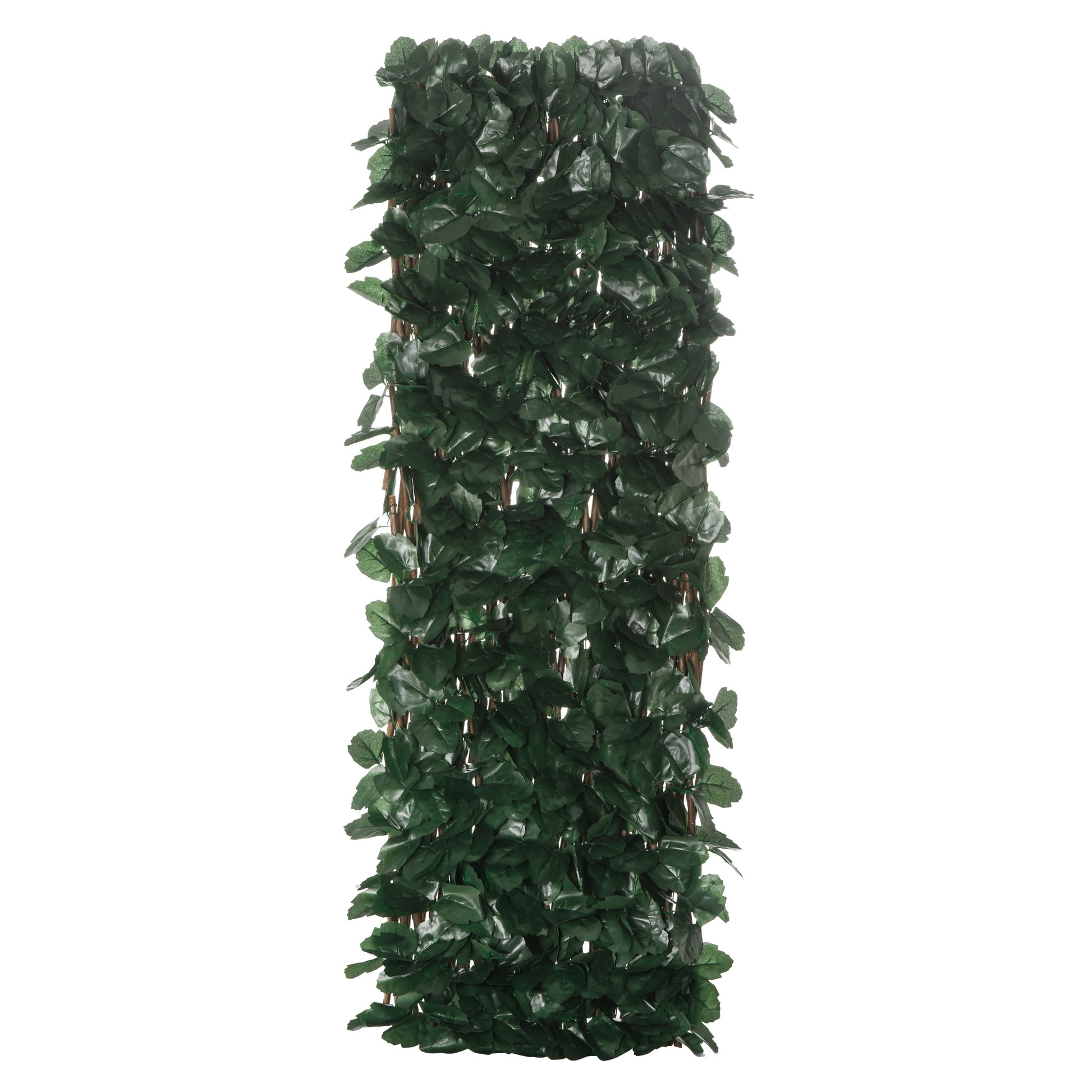 Haie artificielle feuilles murale brise-vue 2 panneaux longueur ajustable 295 x 70 cm treillis extensible en PE vert