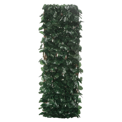 Haie artificielle feuilles murale brise-vue 2 panneaux longueur ajustable 295 x 70 cm treillis extensible en PE vert