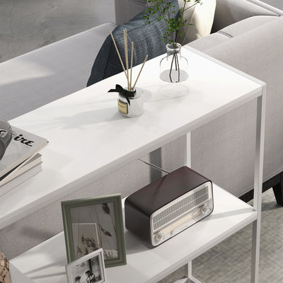 Table console en acier 2 étagères design moderne pour salon entrée couloir 100 x 30 x 87 cm blanc