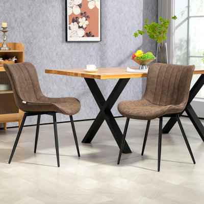 Lot de 2 chaises de salle à manger design moderne et capitonné pour salon, salle à manger, chambre à coucher, marron