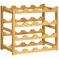 Range-bouteilles casier porte-bouteilles en bois de bambou 4 niveaux 16 bouteilles 43 x 23,5 x 38 cm bois naturel