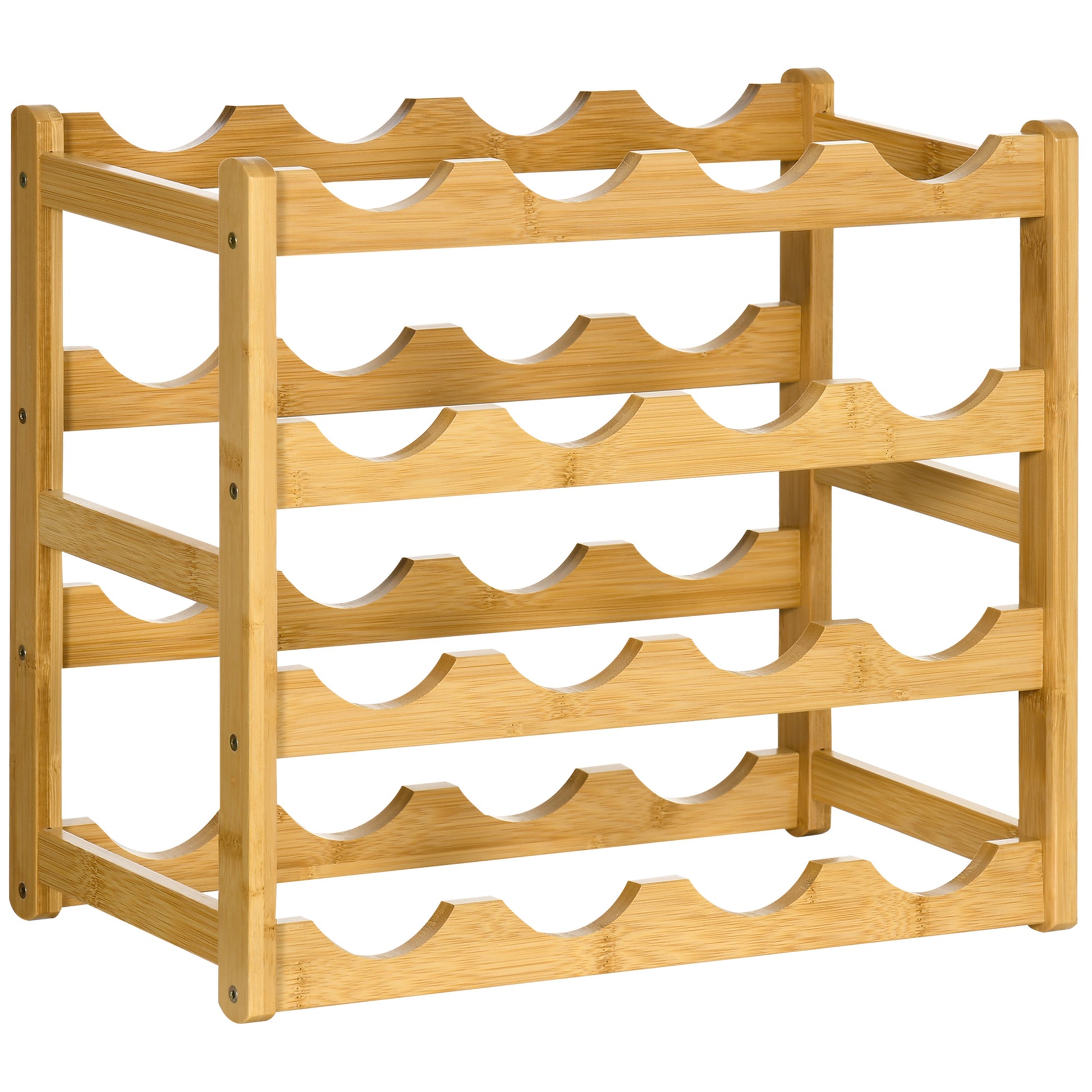 Range-bouteilles casier porte-bouteilles en bois de bambou 4 niveaux 16 bouteilles 43 x 23,5 x 38 cm bois naturel
