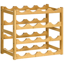 Range-bouteilles casier porte-bouteilles en bois de bambou 4 niveaux 16 bouteilles 43 x 23,5 x 38 cm bois naturel