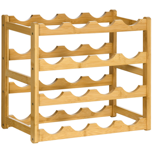 Range-bouteilles casier porte-bouteilles en bois de bambou 4 niveaux 16 bouteilles 43 x 23,5 x 38 cm bois naturel