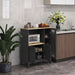 Meuble armoire micro-ondes pour cuisine avec 1 niche, 3 portes passe-câbles 80 x 35 x 97 cm noir et aspect bois Aosom
