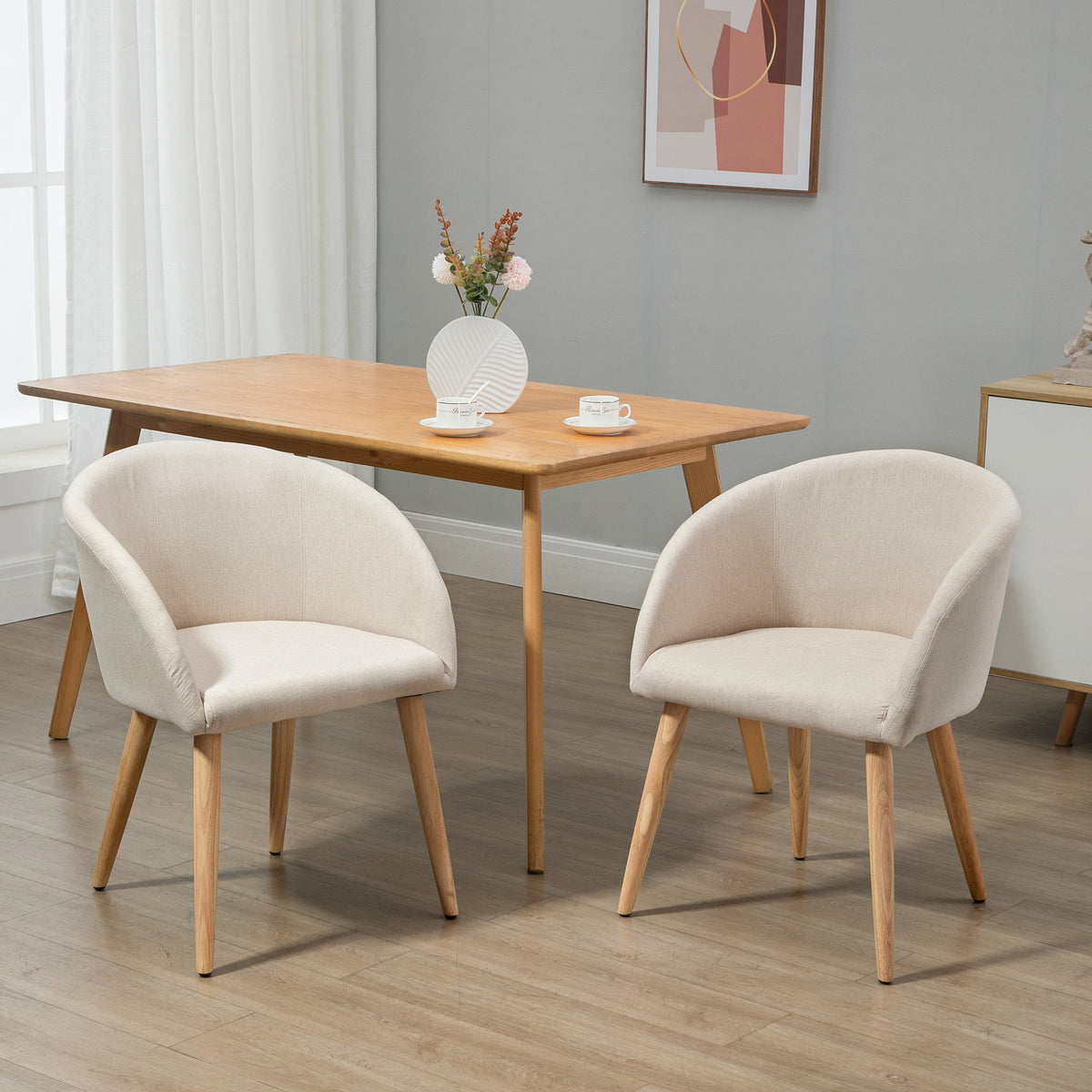 Lot de 2 chaises de salle à manger chaise de cuisine Design scandinave - Pieds inclinés effilés Bois Caoutchouc