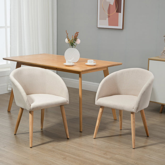 Lot de 2 chaises de salle à manger chaise de cuisine Design scandinave - Pieds inclinés effilés Bois Caoutchouc Aosom