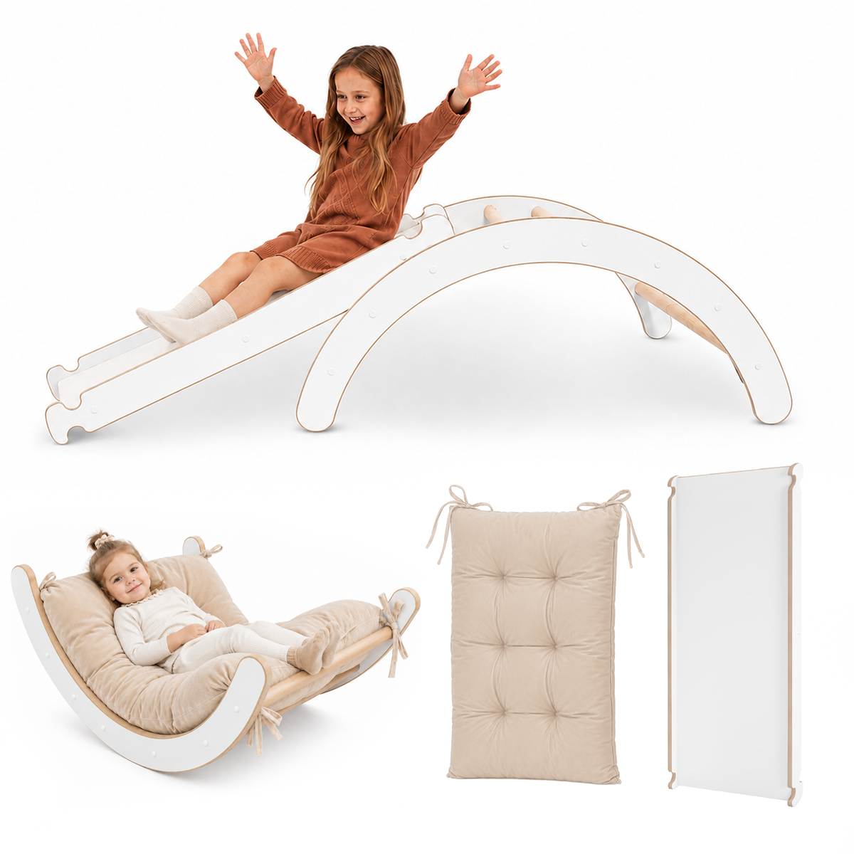 MAMOI® 3in1 Climbing Set for Children - Rocker with Cushion and Slide
