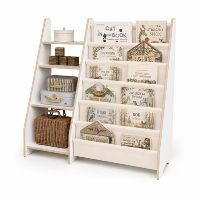 MAMOI® Regał na książki i zabawki dla dzieci, biblioteczka Montessori 2w1