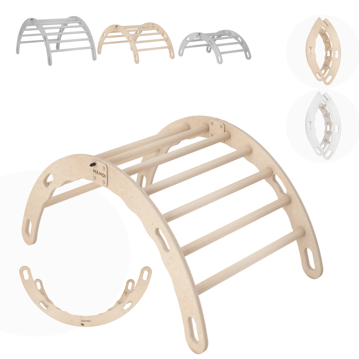 MAMOI® Indoor climbing frame for toddlers, Wooden baby gym, Play gym rocker toys made of wood for toddler, Rockers montessori climbing frame age 1-3