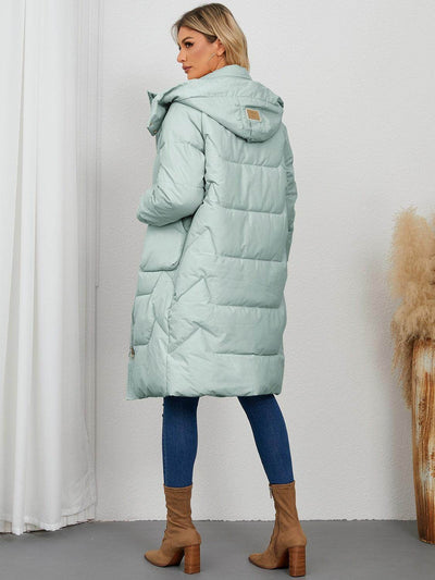 Long Sleeve Longline Hooded Winter Coat for Women