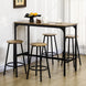 Ensemble table haute et 4 tabourets avec Repose-Pieds, métal noir et aspect bois pour cuisine salle à manger Aosom