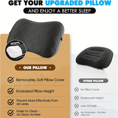 Ultralight Inflatable Camping Pillow with Removable Washable Cover