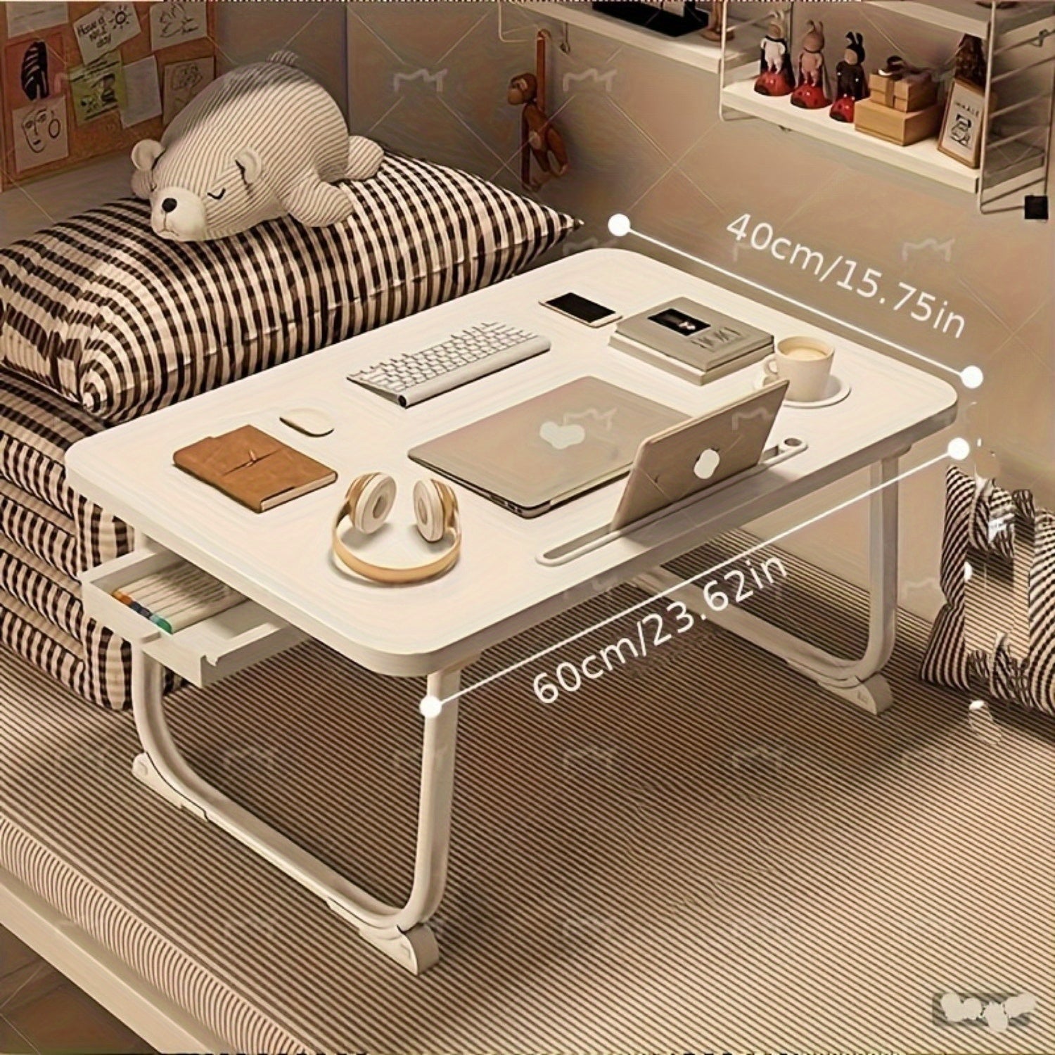 Folding Laptop Table with Wood Top