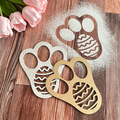 5pcs Wooden Rabbit Paw Print Stencils for Easter DIY