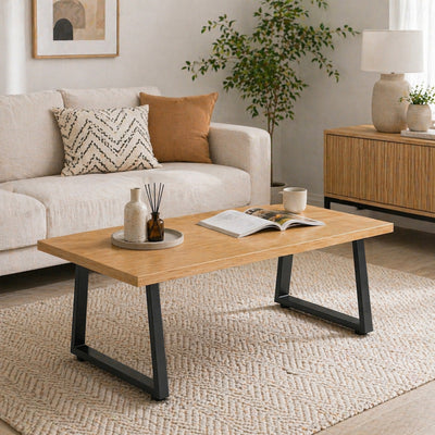Pieds de table en acier, 60 x 43 cm, lot de 2 pieds de bureau trapezoïdes avec patins réglables et vis, noir