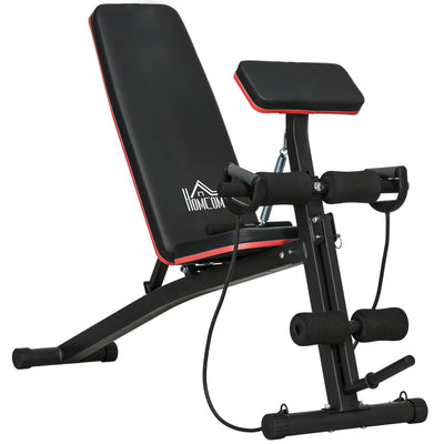 Banc de musculation pliable inclinable, banc réglable pour le développé couché, le curl biceps, la musculation du dos et des abdominaux, avec extenseur des jambes, acier, noir rouge