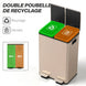 Poubelle de cuisine 2 compartiments de 2 x 28L, acier inoxydable, couvercle à fermeture douce, 45,8x36x67,6cm, or Aosom