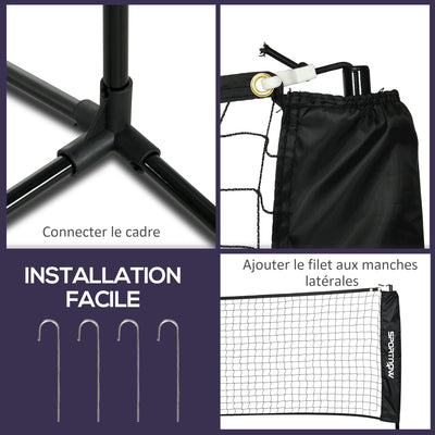 Ensemble set complet de badminton, pickleball et volleyball, 3 en 1, jeux sport extérieur avec filet hauteur réglable