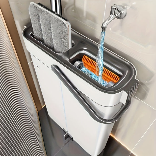 Hands-Free Flat Mop Cleaning Set with Bucket LPT