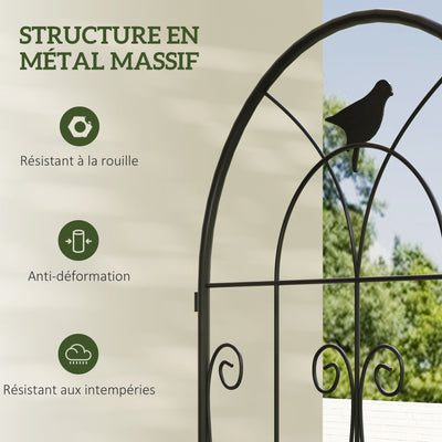 Support pour plantes grimpantes avec oiseaux lot de 2 treillis de jardin pour légume vigne fleur métal 50 x 120 cm noir