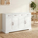 Buffet Cuisine avec Tiroirs, Portes, Étagères Réglables, Style Shaker, Dispositif Anti-Basculement, 140x38x80cm, Blanc Aosom