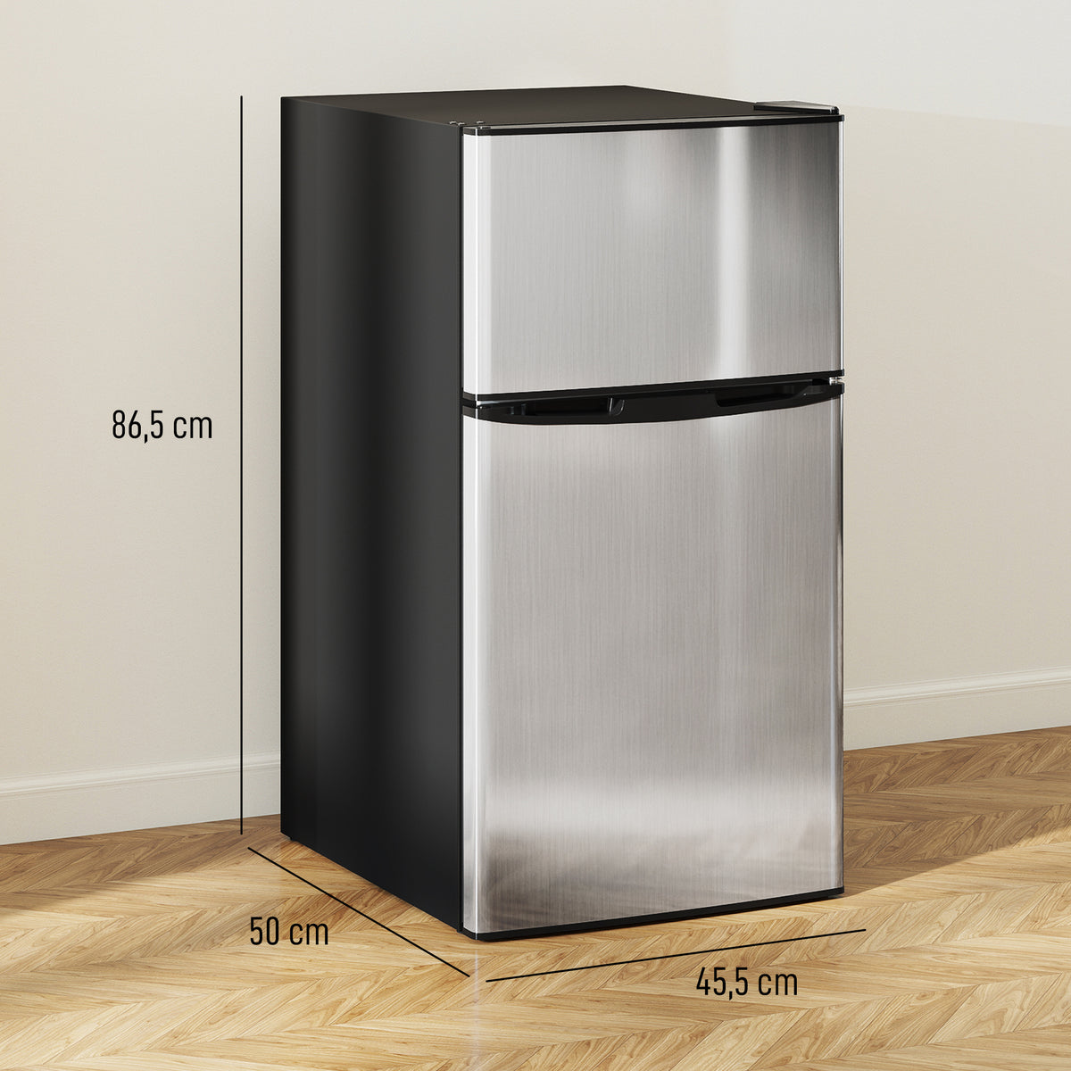 Réfrigérateur congélateur 88 L, petit réfrigérateur combiné avec portes réversibles et éclairage, 45,5x50x86,5cm, noir Aosom