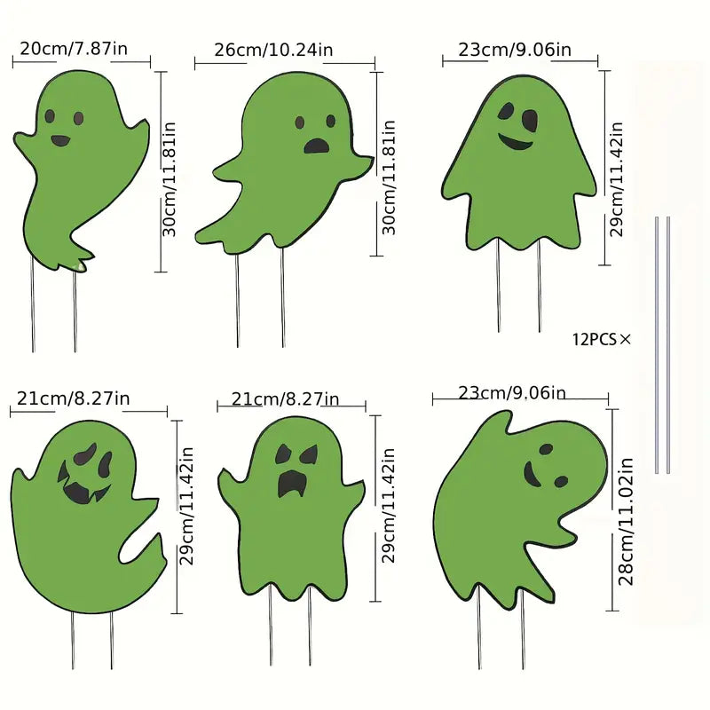 NNTM Illuminate Your Garden with 6 Luminous Ghost Yard Stakes! Elevate Your Halloween, Garden, and Outdoor Decor CAN
