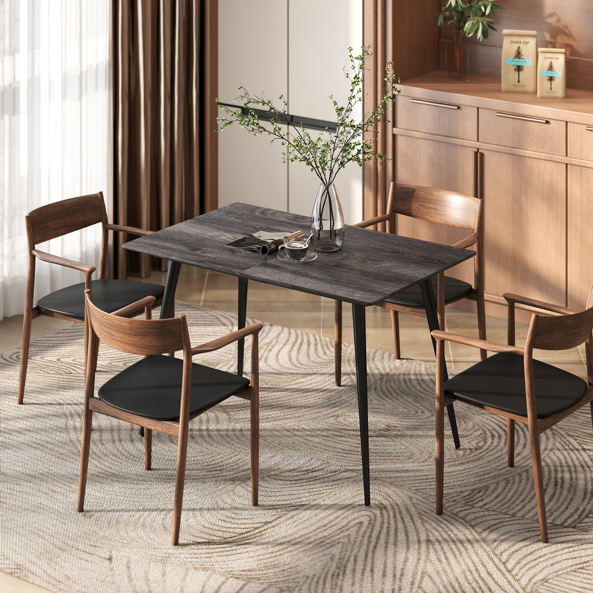 Table à manger pliante table extensible 120-160 cm jusqu'à 6 à 8 personnes avec pieds en acier, gris