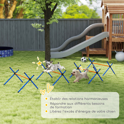Kit d'équipement d'agilité pour chien, kit d'agilité pour chien portable avec hauteur réglable, sac de transport, orange