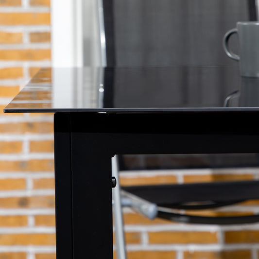 Table de jardin rectangulaire en aluminium et plateau en verre trempé - 6 personnes 150 x 90 x 74 cm noir