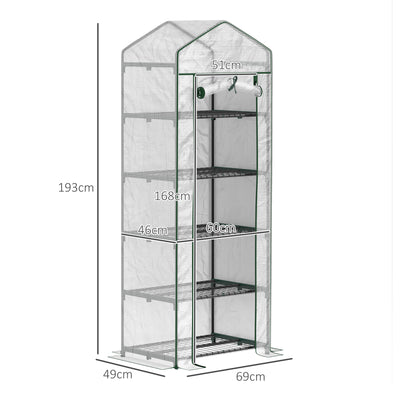 Serre de jardin balcon étagère serre 5 niveaux 0,69 x 0,49 x 1,93 m acier bâche amovible PE blanc
