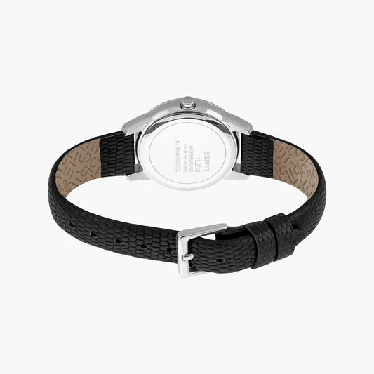 Esprit Women's Black Leather Watch, Silver Dial | ES1L239L1015