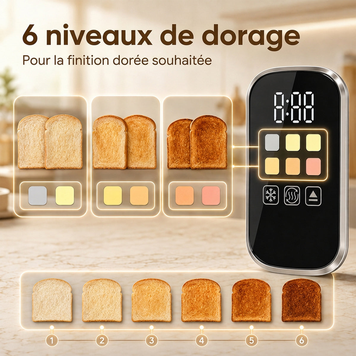 Ensemble Bouilloire et Grille-Pain en Inox, Bouilloire 2200W 1,5L, Grille-Pain 2 Tranches, Écran Tactile LED, Argenté Aosom