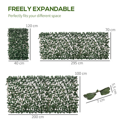 Haie artificielle feuilles murale brise-vue 2 panneaux longueur ajustable 295 x 70 cm treillis extensible en PE vert