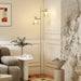 Lampadaire sur pied salon à double tête réglable, lampe sur pied, abat-jour en verre floral, 42 x 25 x 165 cm, doré Aosom