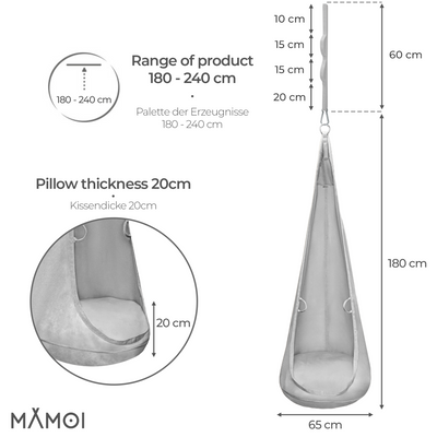 MAMOI® Wiszący kokon z tkaniny velvet z poduszką