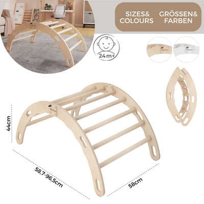 MAMOI® Indoor climbing frame for toddlers, Wooden baby gym, Play gym rocker toys made of wood for toddler, Rockers montessori climbing frame age 1-3