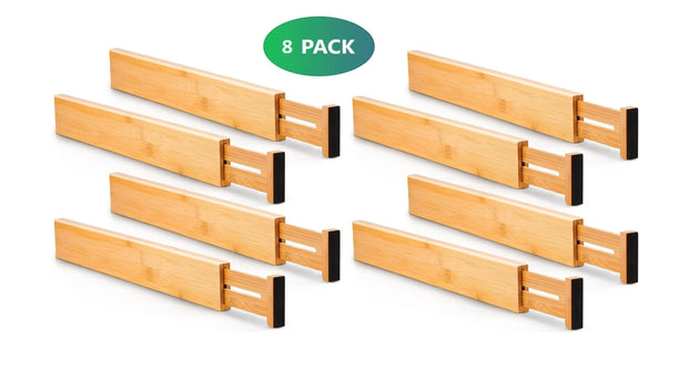 8-Pack Bamboo Adjustable Kitchen Drawer Dividers CARLA HOME