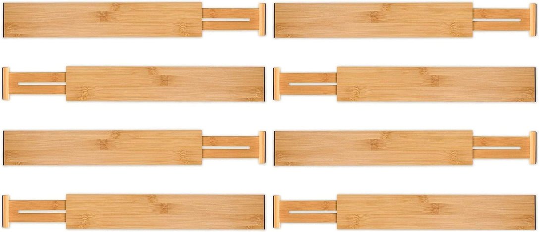 8-Pack Bamboo Adjustable Kitchen Drawer Dividers CARLA HOME