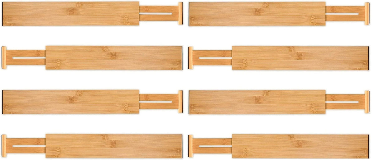 8-Pack Bamboo Adjustable Kitchen Drawer Dividers CARLA HOME