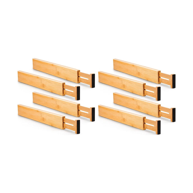 8-Pack Bamboo Adjustable Kitchen Drawer Dividers CARLA HOME