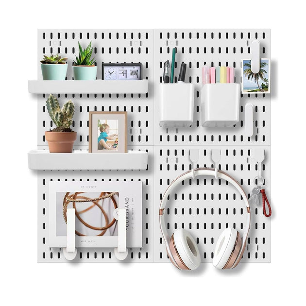 Pegboard Combination Kit - 4 Panels with 18 Accessories - White CARLA HOME