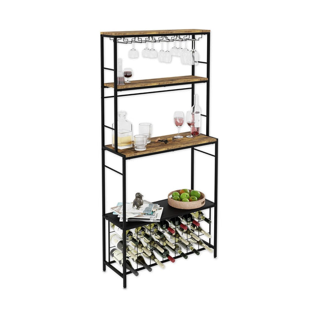 Wine Rack for 20 Bottles with Wood Countertop CARLA HOME