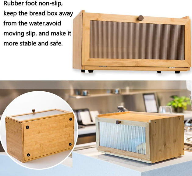 Bamboo Bread Box for Kitchen Countertop Storage CARLA HOME