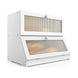 Double Layer Bamboo Bread Box with Clear Window for Kitchen - White CARLA HOME