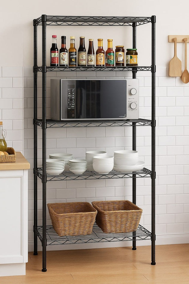 5 Tier Adjustable Metal Storage Shelves Wire Rack Organizer CARLA HOME