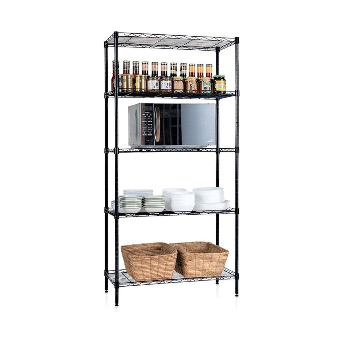 5 Tier Adjustable Metal Storage Shelves Wire Rack Organizer CARLA HOME