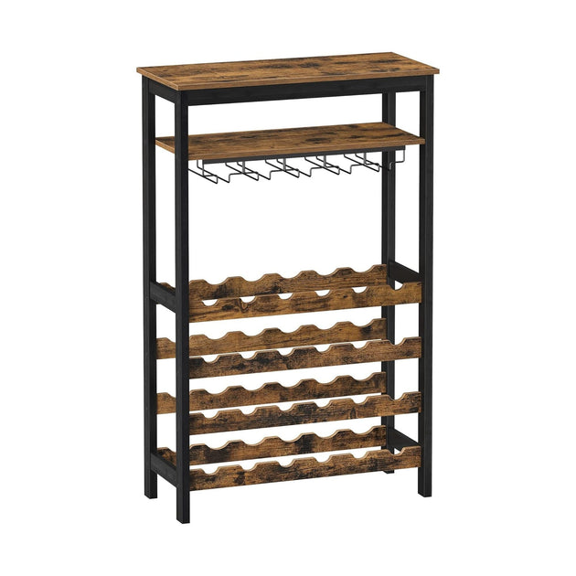 Freestanding Wine Rack with Glass Holder for 24 Bottles CARLA HOME